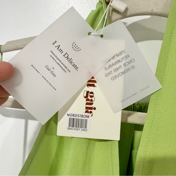 NWT Cult Gaia Reeves Feather Hem Dress in Mantis Green - Picture 10 of 11